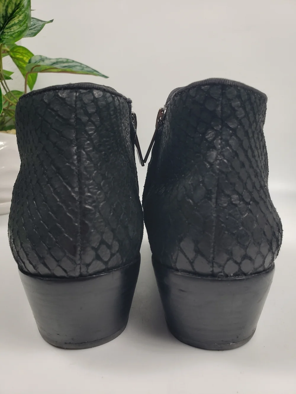 Sam Edelmann Black Reptile Ankle Booties - Leather Western Coastal Cowgirl 8